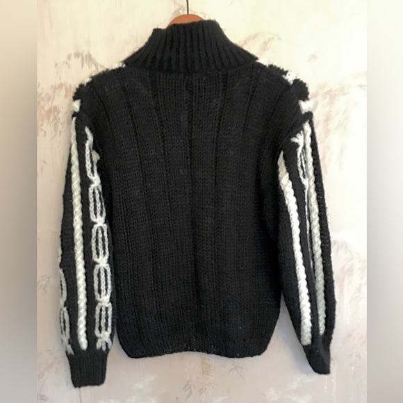 Cristina’s Black and White Shawl Neck Pullover Sweater Medium - Picture 3 of 13